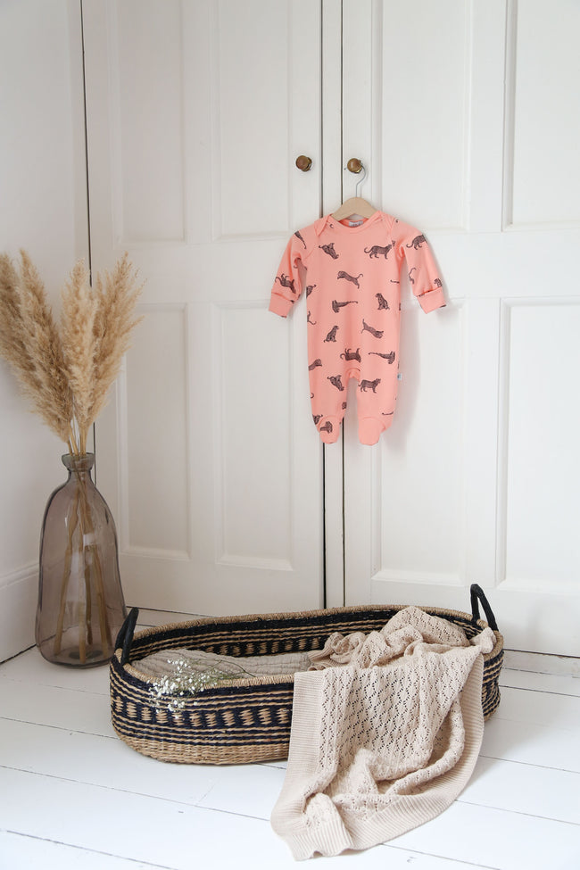 Coral Leopard - Baby Sleepsuit **NOW £5**